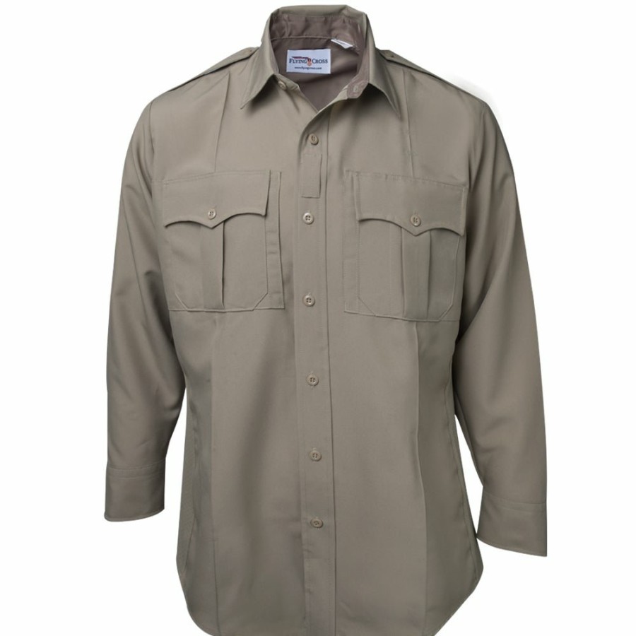 MEN Flying Cross Uniform Shirts | Men'S Command Power Stretch Long Sleeve Shirt W/Zipper