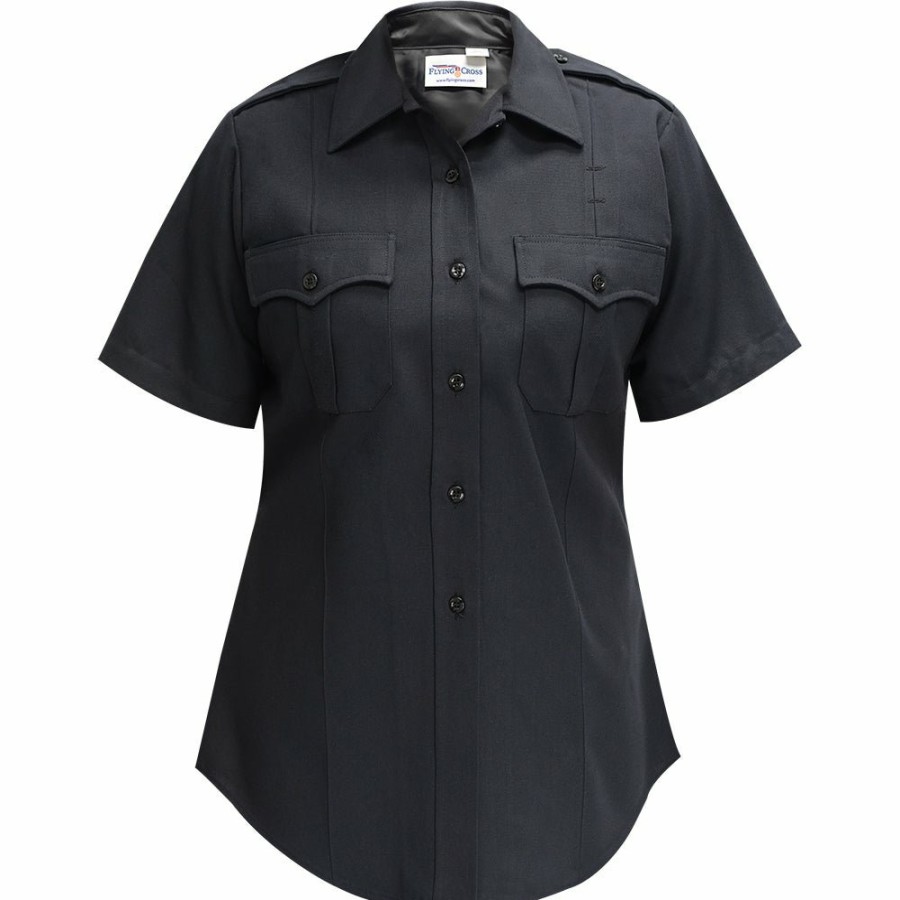 WOMEN Flying Cross Uniform Shirts | Command Polyester Women'S Short Sleeve Shirt W/Zipper