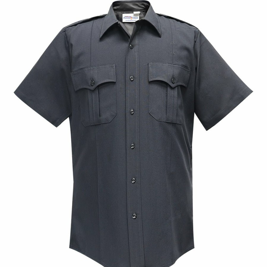 MEN Flying Cross Uniform Shirts | Command Polyester Men'S Short Sleeve Shirt W/Zipper