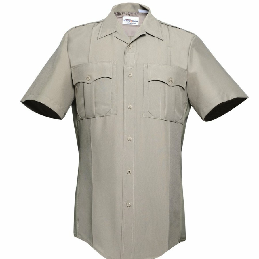 MEN Flying Cross Uniform Shirts | Men'S Command Power Stretch Short Sleeve Shirt W/Zipper