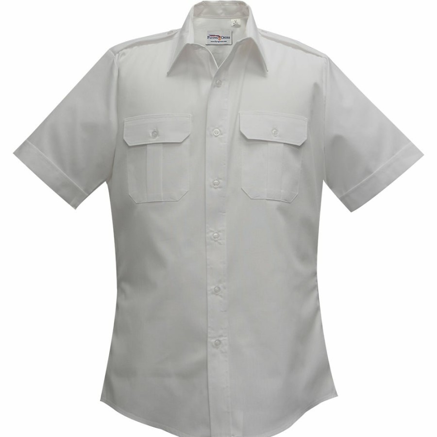 MEN Flying Cross Uniform Shirts | Duro Poplin 65% Poly/35% Cotton Mens Short Sleeve Shirt