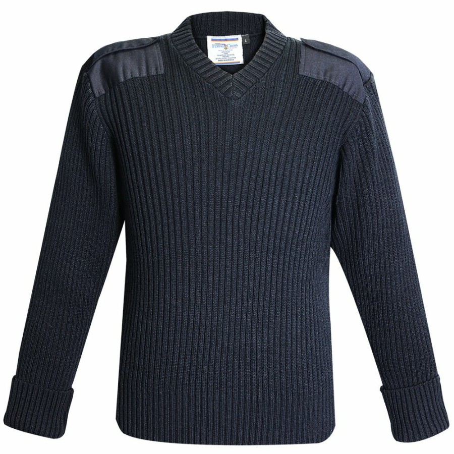 Technology Flying Cross Sweaters | Command Acrylic Wool Rib Knit V-Neck Sweater - 700