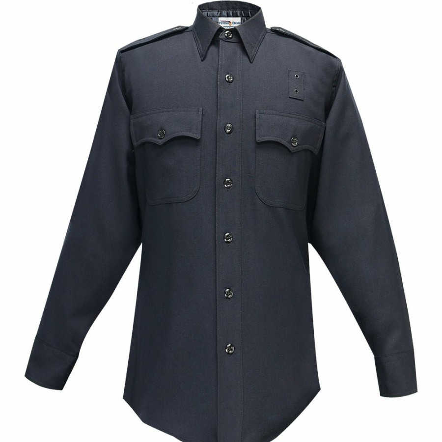 MEN Flying Cross Uniform Shirts | La Select 100% Wool Men'S Long Sleeve Shirt Lapd Navy