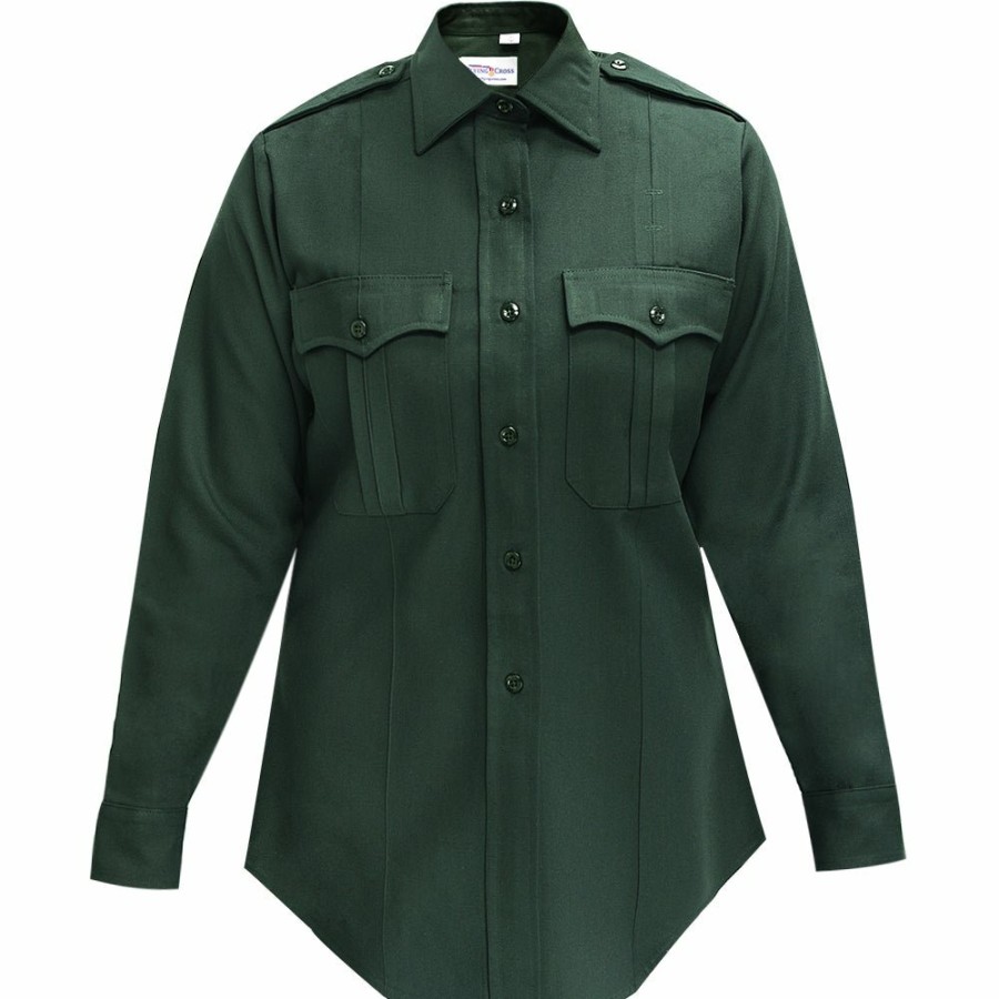 WOMEN Flying Cross Long Sleeve Shirts | Command 100% Polyester Women'S Long Sleeve Shirt W/Zipper Spruce Green