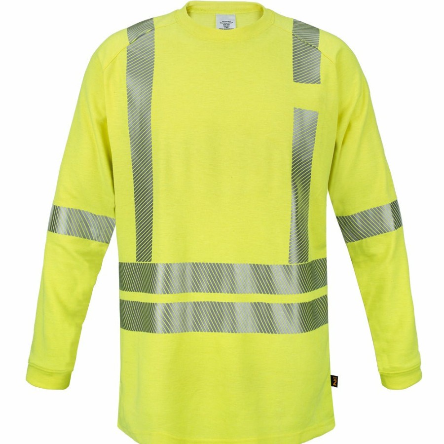 Technology Flying Cross FR Shirts | Flying Cross Work Hi Vis Fr Long Sleeve Crew Shirt