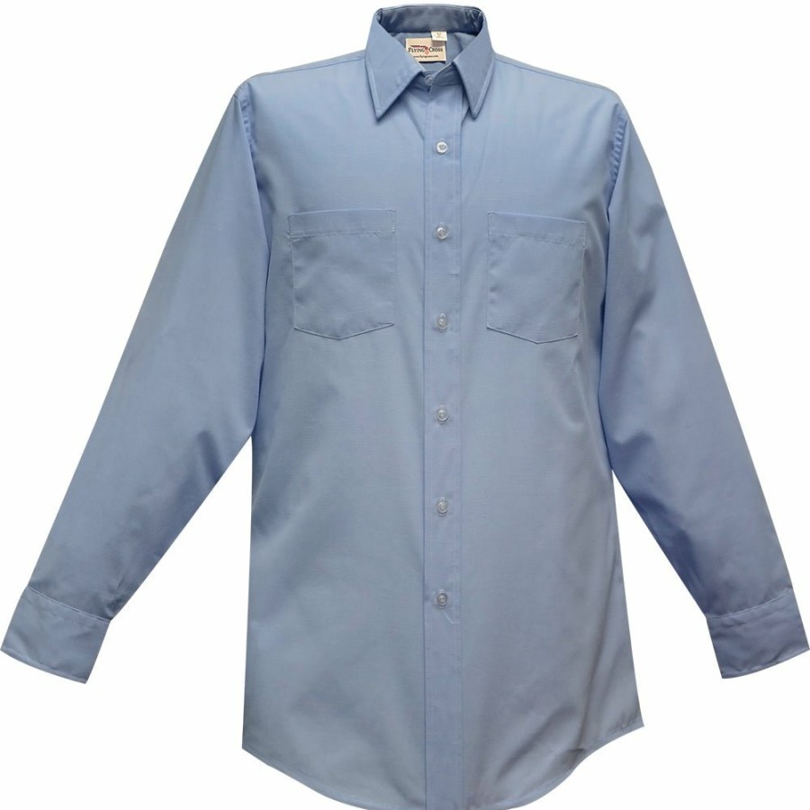 MEN Flying Cross Uniform Shirts | Men'S L/S Transit Light Blue 65P/35C Shirt