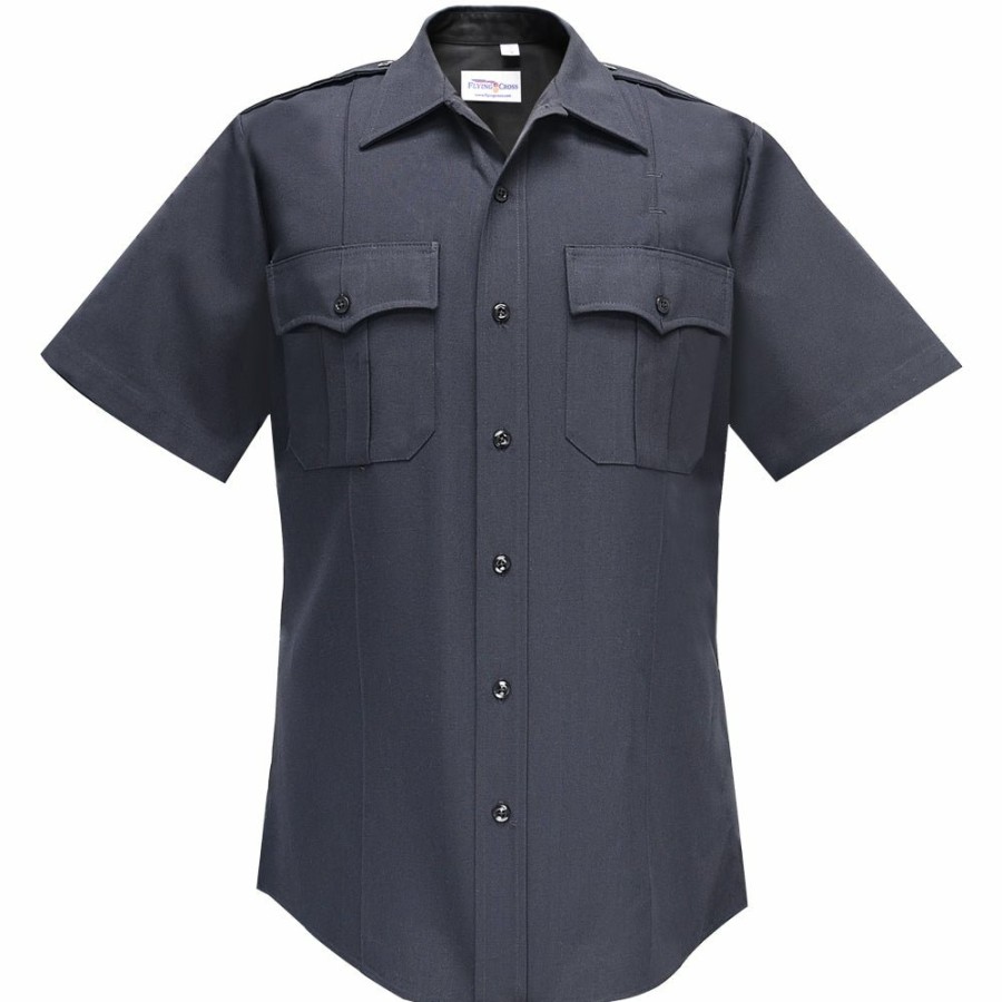 MEN Flying Cross Uniform Shirts | Coolmax Men'S Short Sleeve Shirt W/Zipper