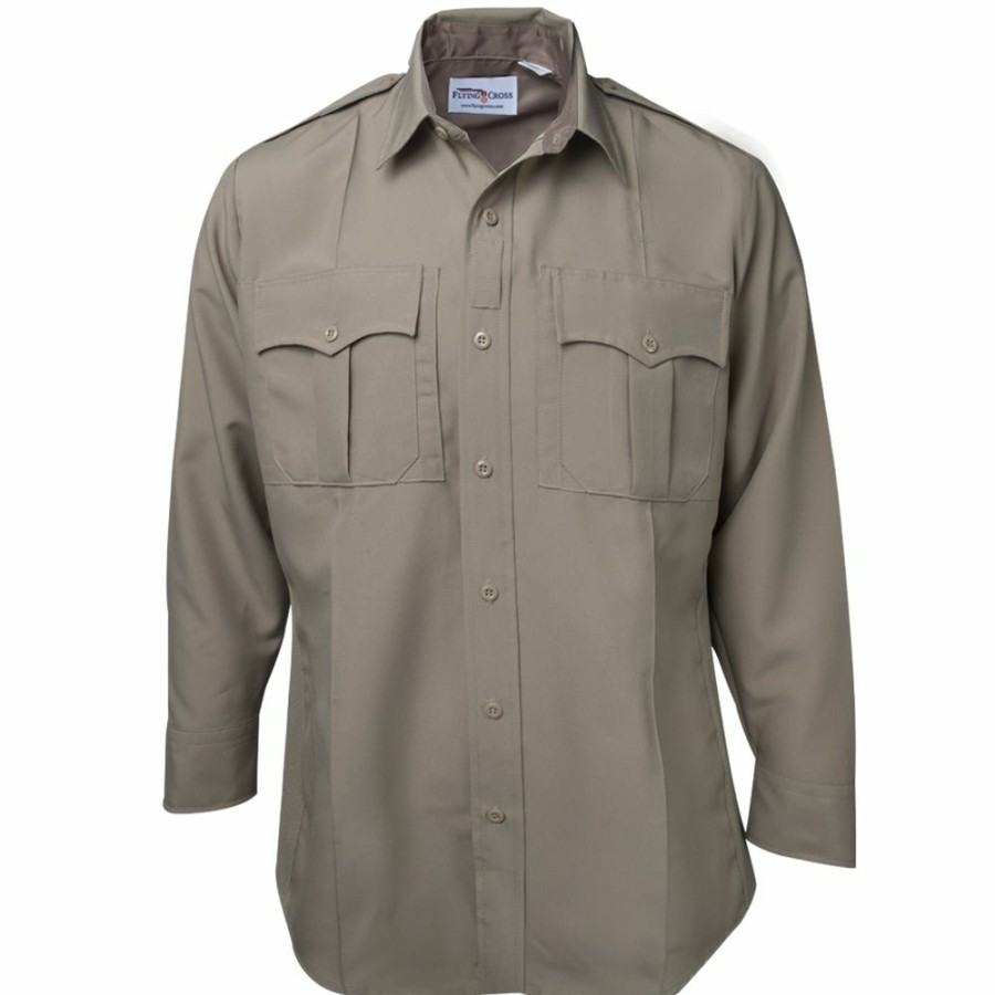 MEN Flying Cross Uniform Shirts | Men'S Power Stretch Justice Ls Shirt W/Zip