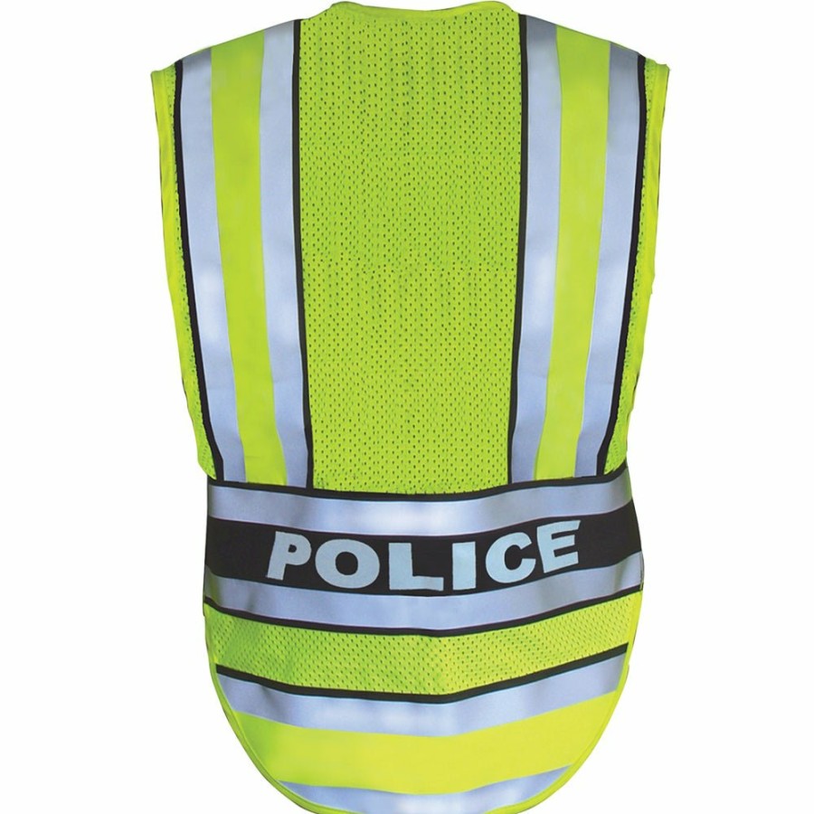 Technology Flying Cross Safety Vests | Hivis Yellow Pro Series Safety Vest With Navy Band And Police Lettering